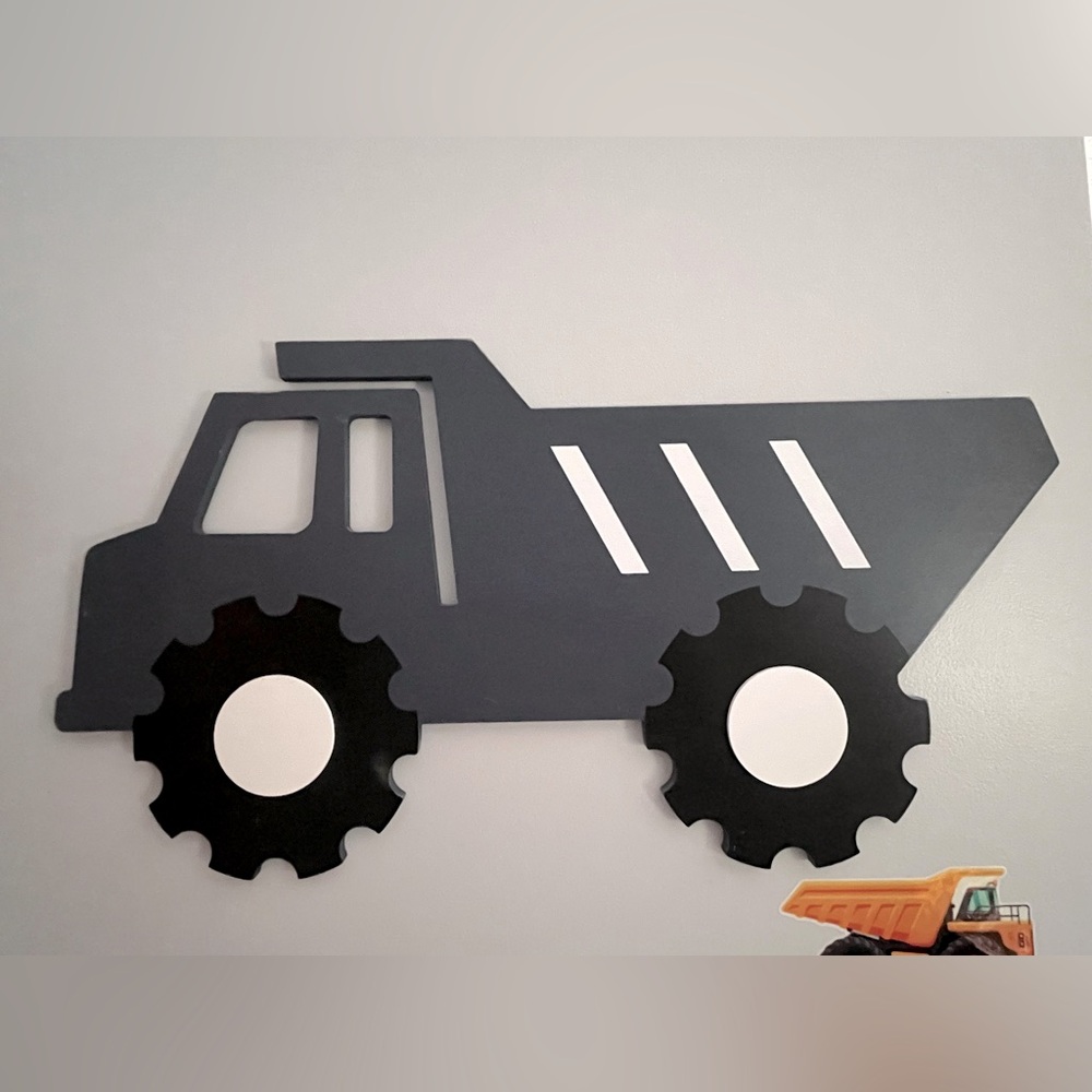 Hobby Lobby Gray and White Dump Truck Art